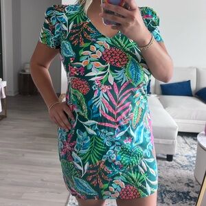 Lilly Pulitzer Aleece Short Sleeve Dress “sunshine jungle” print
